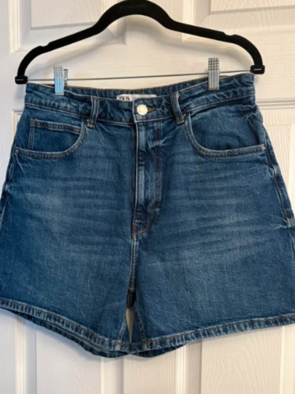 ZARA High Rise Denim Shorts – Blue – Size 10 (EU 42) 👖💙 - Picture 2 of 4